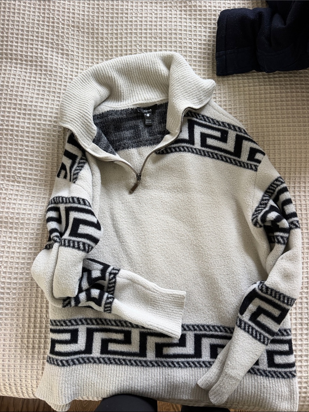 Aqua  Cream Zip-Up Sweater